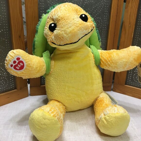 Build A Bear Yellow Sea Turtle Plush Teddy Bear Removable Green Shell Backpack - Picture 1 of 10